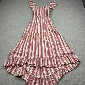 Anthropologie Maeve Striped Maxi Dress Women's XL Tiered Open Back Lined Boho